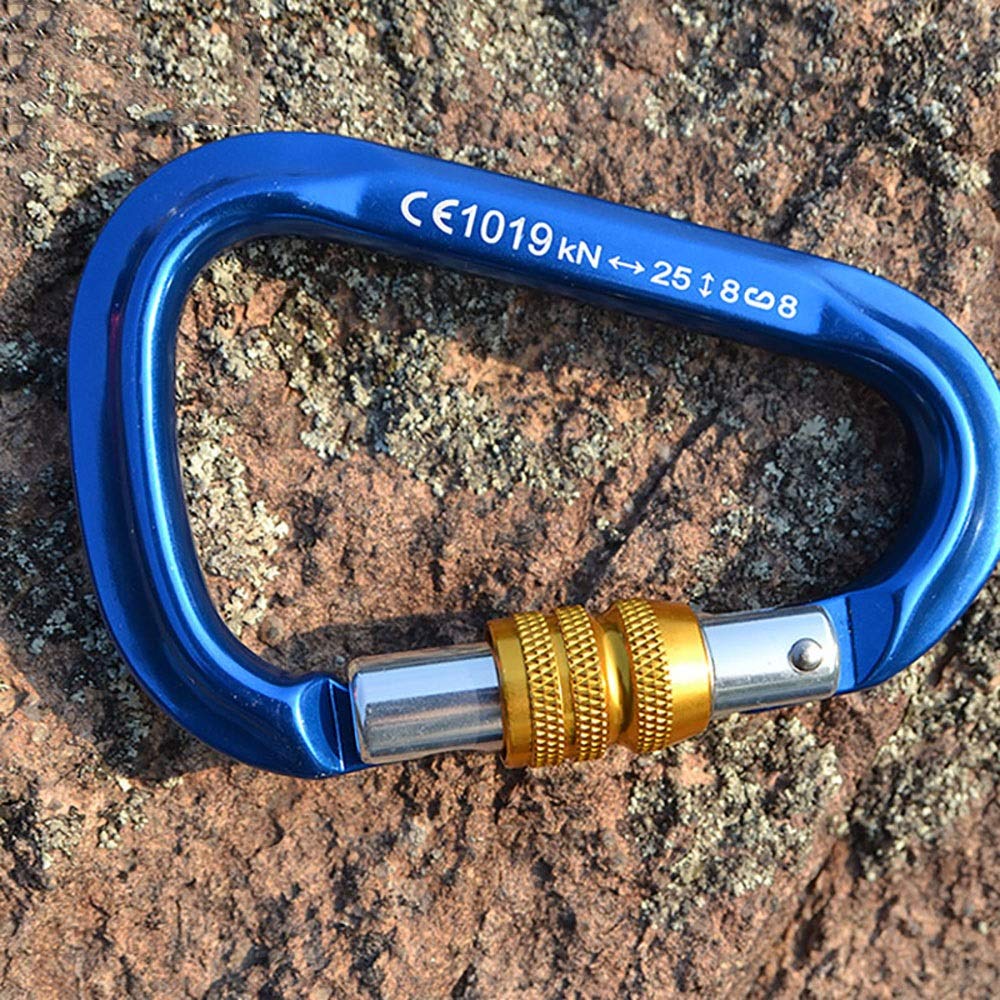Moschettone da arrampicata con bloccaggio 3 pezzi Moschettone con bloccaggio in alluminio Gancio per moschettone resistente a forma di D per arrampicata, amache, clip di fissaggio per moschettone pe