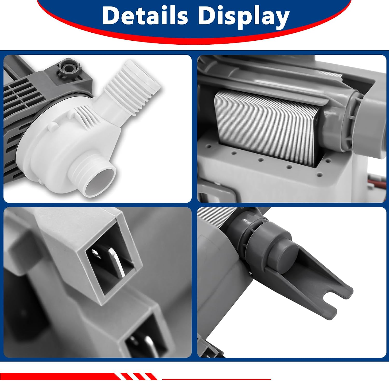 Washer Drain Pump #W10581874, Fit for Whirl-pool May-tag MVWB755DW0 MVWB855DW0 MVWX655DW0 WTW5000DW0 WTW7000DW0 WTW7040DW0 WTW7300DC0 WTW7300DW0 WTW8000DW0 WTW8040DW0 WTW8500DC0 WTW8500DW0 WTW8700EC0
