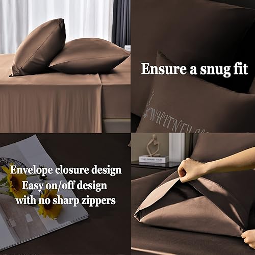 Miniatura 4 de Whitney Home Textile - Juego de sábanas de tamaño King, refrescantes, de bambú y microfibra, con bolsillo extraprofundo de 16pulgadas,