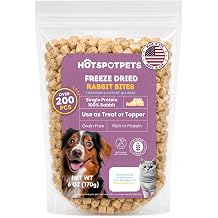 hotspot pets Freeze Dried Rabbit Treats for Dogs & Cats Raw Single Protein Rabbit Bites Training Rewards & Food Topper Grain Free, Low Calorie, USA Made 6 Ounce 200+pcs