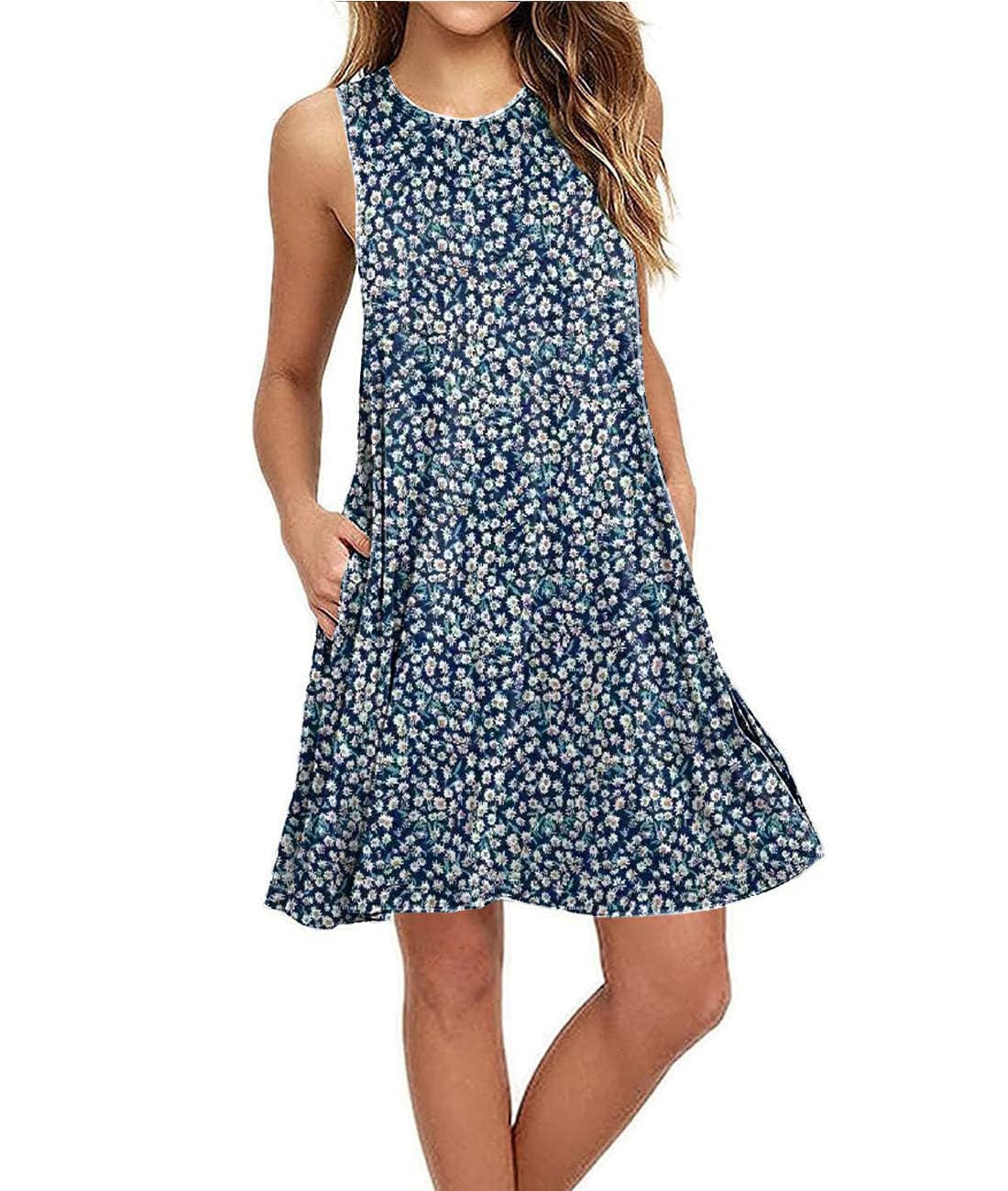 Summer Dresses for Women Casual Sleeveless Swing Sundress with Pockets