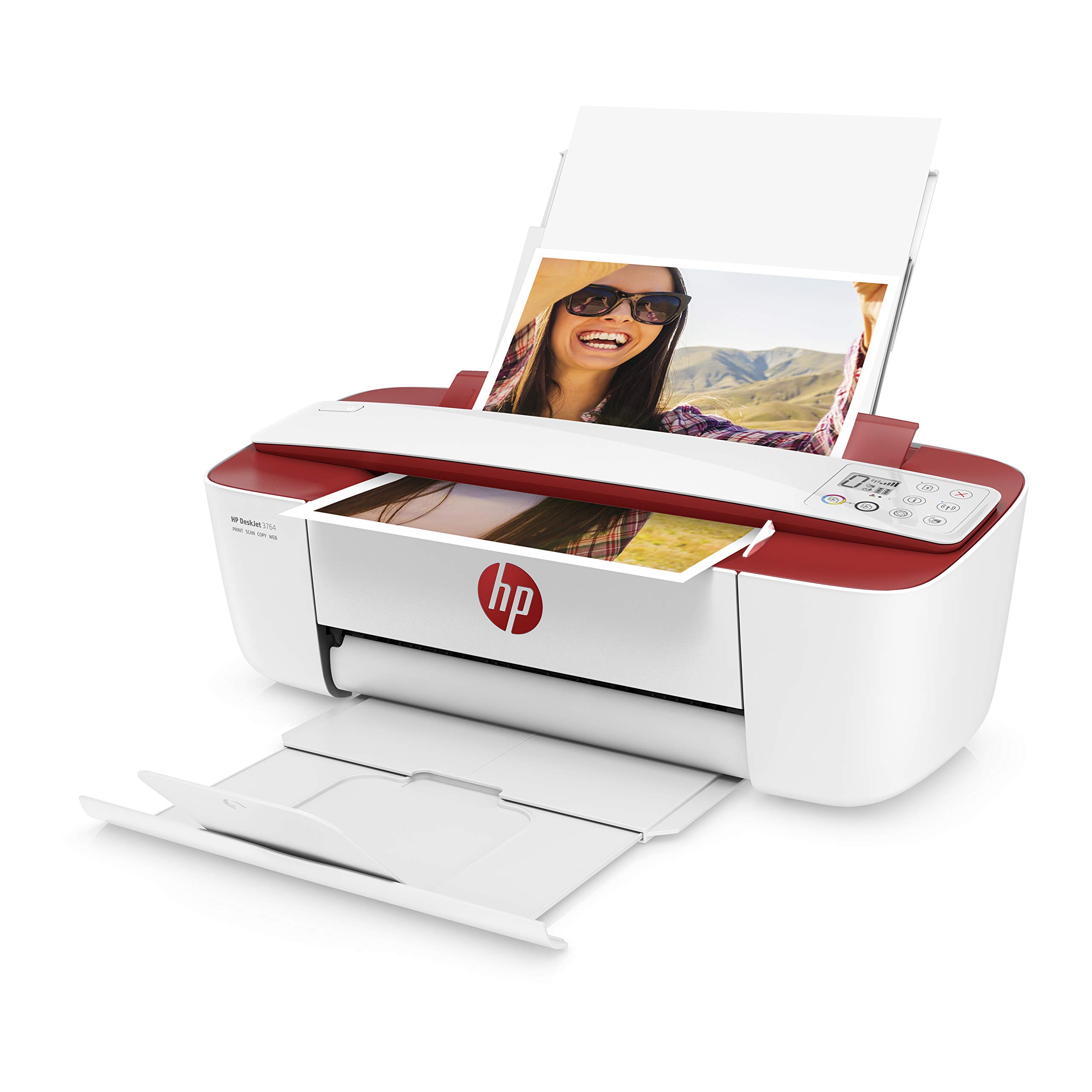 HP DeskJet 3764 Multifunktionsdrucker (Drucken, Scannen, Kopieren, WLAN, Airprint, mit 2 Probemonaten HP Instant Ink Inklusive) rot