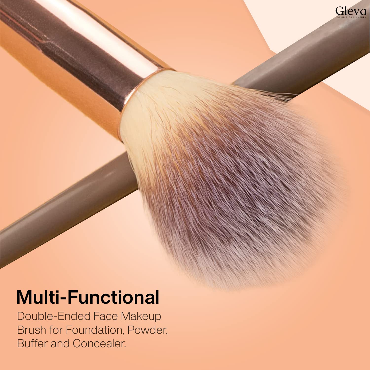 Gleva Multipurpose Kabuki Makeup Brush Dual-Ended Foundation Brush Concealer Brush Flawless Brush Ideal for Liquid Foundation, Cream, Powder, Blending, Buffing, Concealer (Brown) 2