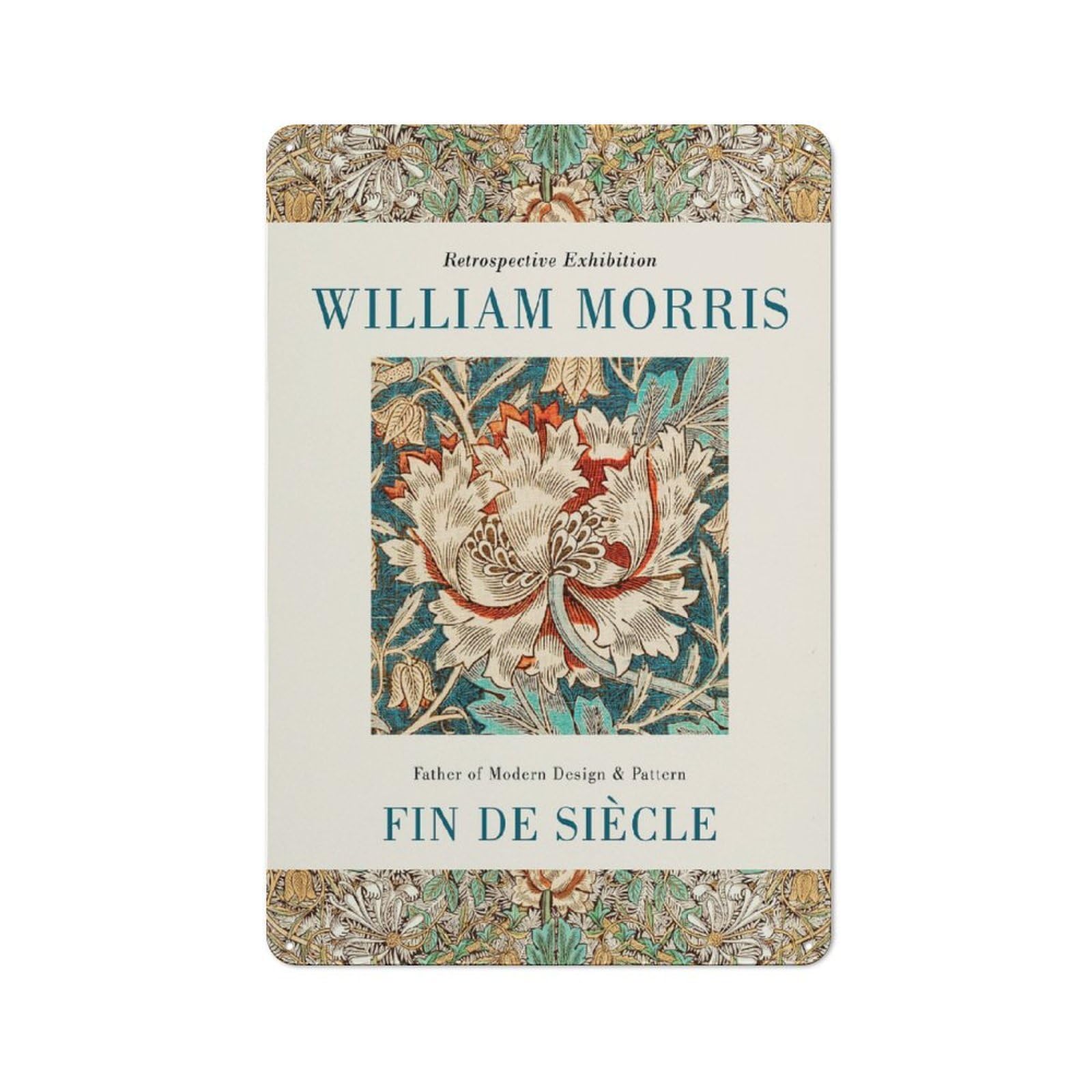 Junmoney Style-8 Metal Wall Sign 30X20cm Featuring William Morris Exhibition For Pub Or Café, Housewarming Wall Decor For People Furnishing Pub And Café