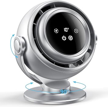 Desk Fan for Office, 90Oscillating Fan with 6000mAh Rechargeable, 10 Speeds 4H Timer 270Tilt Adjustment, 28dB Ultra-Quiet Portable Personal Table Fans, Gifts for Christmas Women Men Home