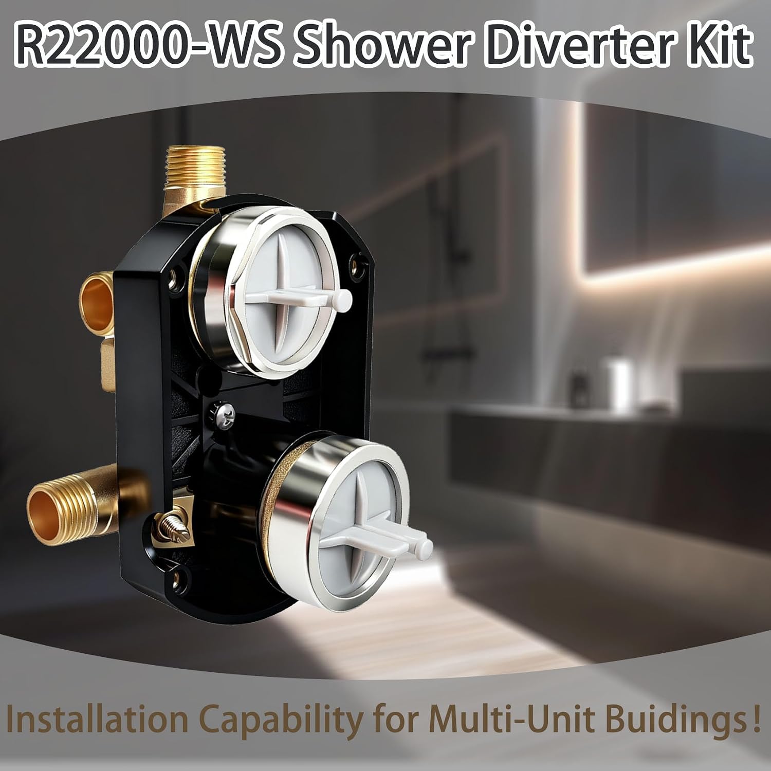 R22000-WS Shower Valve for delta Faucet, Universal Diverter Valve for delta Trim Kit & Shower System, Integrated Diverter Rough In Valve Kit 3-Way 6-Setting, Include Screwdriver Stops