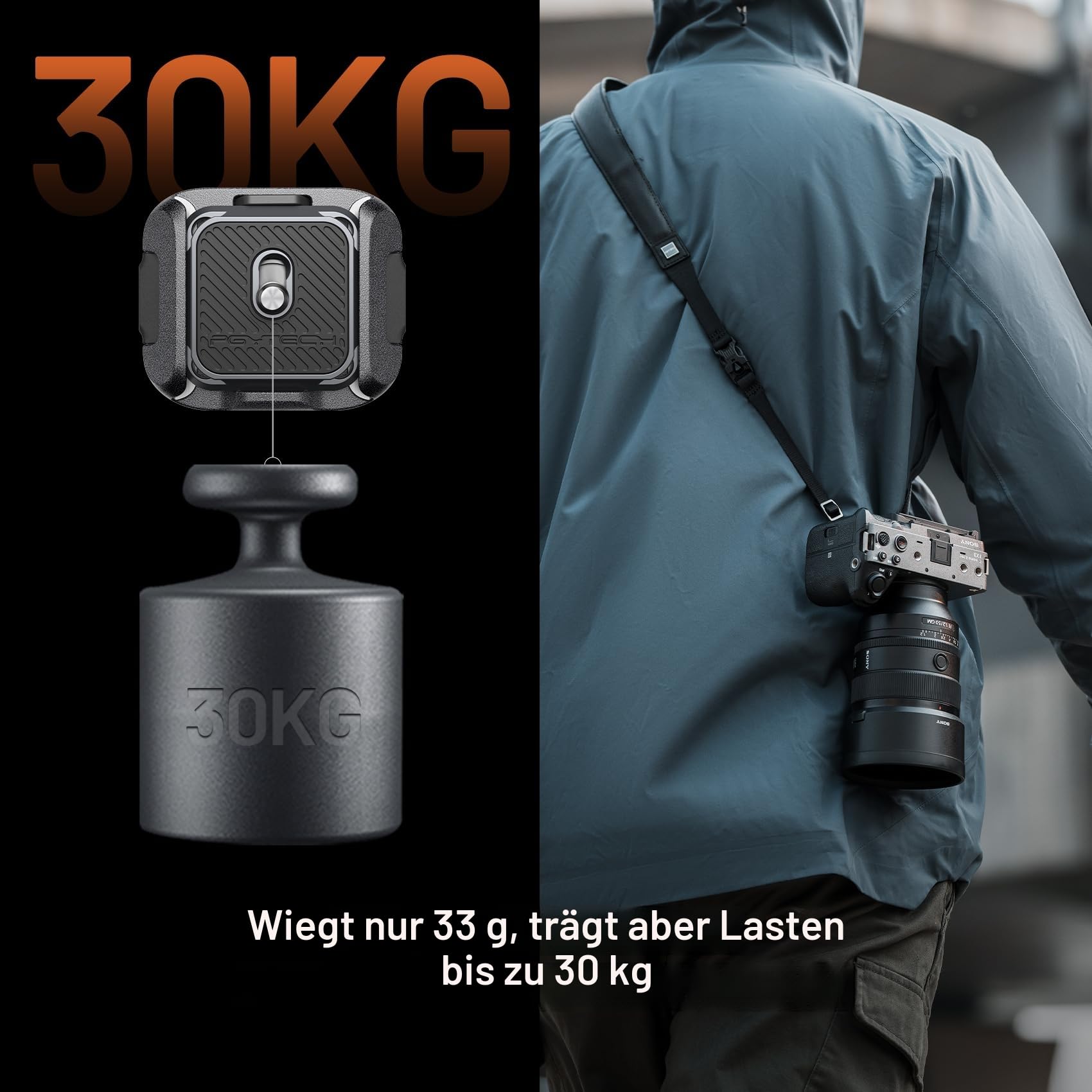 PGYTECH Kamera Schultergurt Montage Schnellspannklemme & Platten-Kit, Aluminiumlegierung Arca Swiss Platte Kameraadapter-Basis für Schultergurte, Stative und Stabilisatoren (Klemme + Platte)