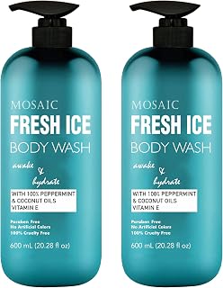 AnatoliaDaphne Fresh Ice Peppermint Body Wash and Shower Gel for MEN with Vitamin E for Jock Itch, Eczema, Ringworm, Body Odor, Body Wash Men with Added Body Oils, LARGE 20.2 FL Oz Bottle