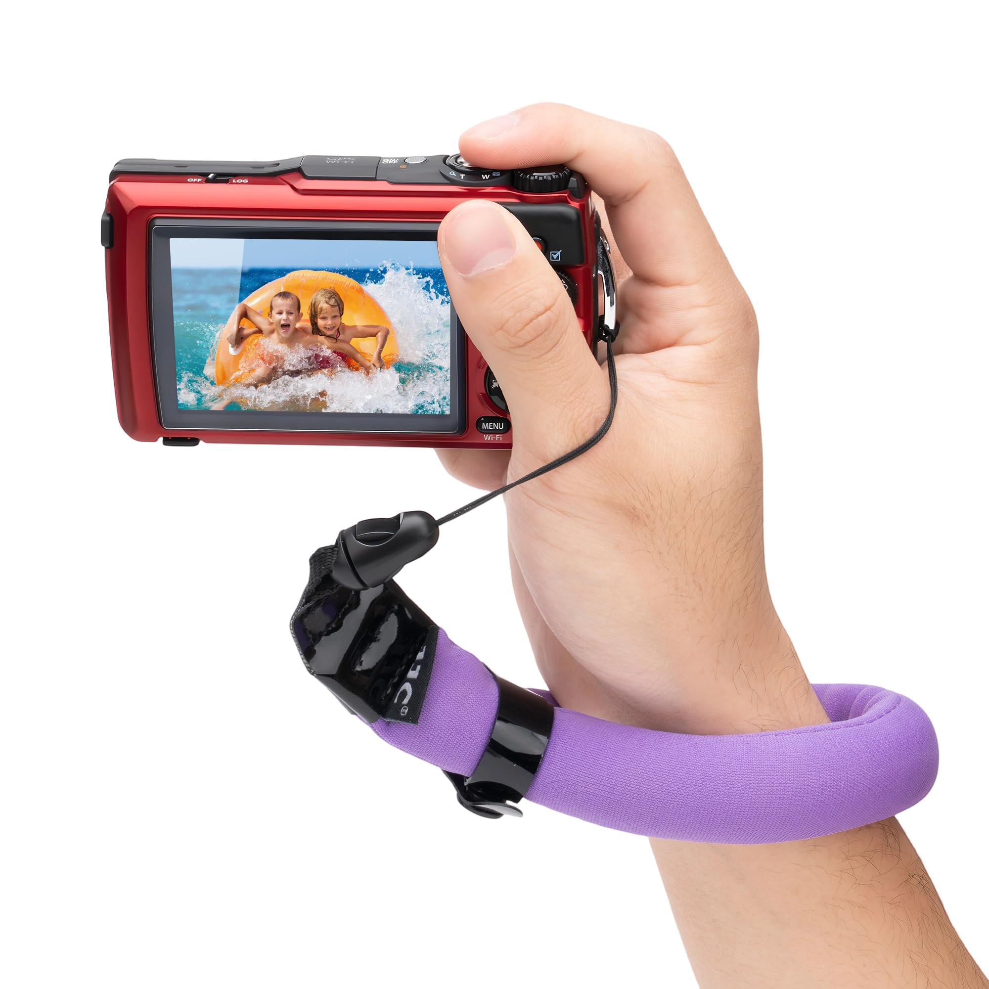 JJC Waterproof Camera Floating Wrist Strap for Olympus TG7 TG6 TG5, Purple