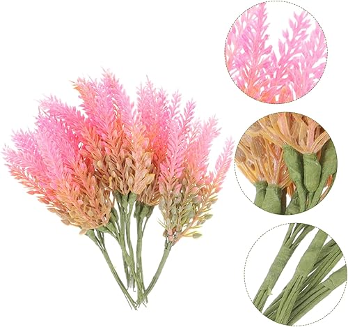 Miniatura 4 de Happyyami 6 piezas de césped de plástico simulado, tallos de vegetación sintética para boda, arreglo floral sintético para jarrón, arbustos