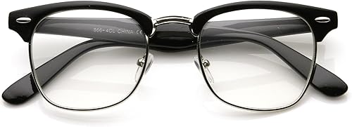 zeroUV - Gafas de lentes transparentes con montura de cuerno de cuerno nerd con bordes, UV400