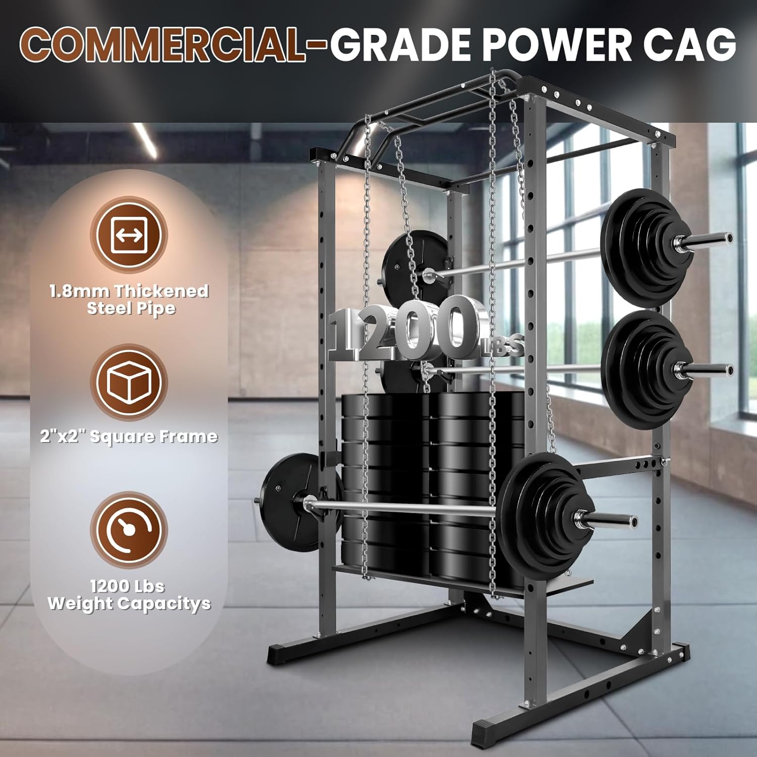 Generic Generic 1200 lbs Power Cage – Multi-Functional Squat Rack with Accessories - Image 7