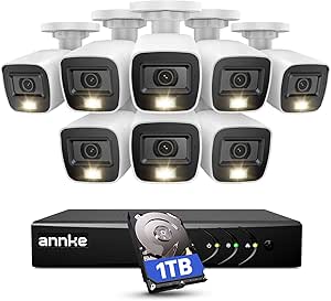 ANNKE 3K Lite Wired Security Camera System with AI Human/Vehicle Detection, 8CH DVR, 8 Outdoor 1080p Cameras, Color Night Vision