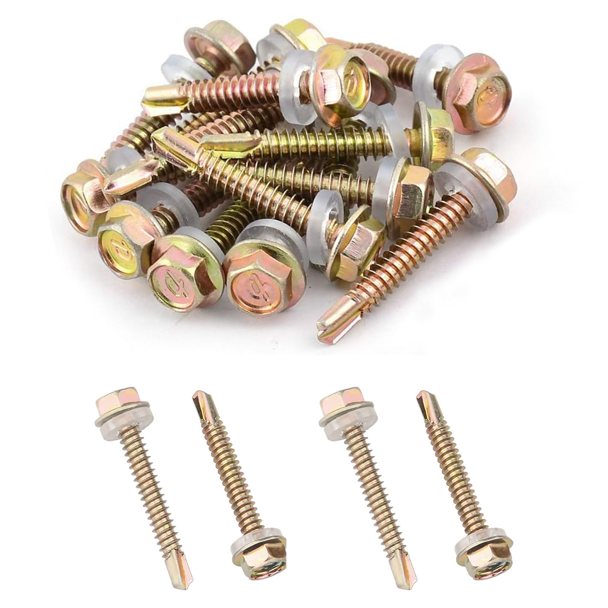 SROCHN 400 PCS M4.2 x 20MM Self Tapping Screws, Metal Self Drilling Screws with Pads for Metal Sheets — image 1