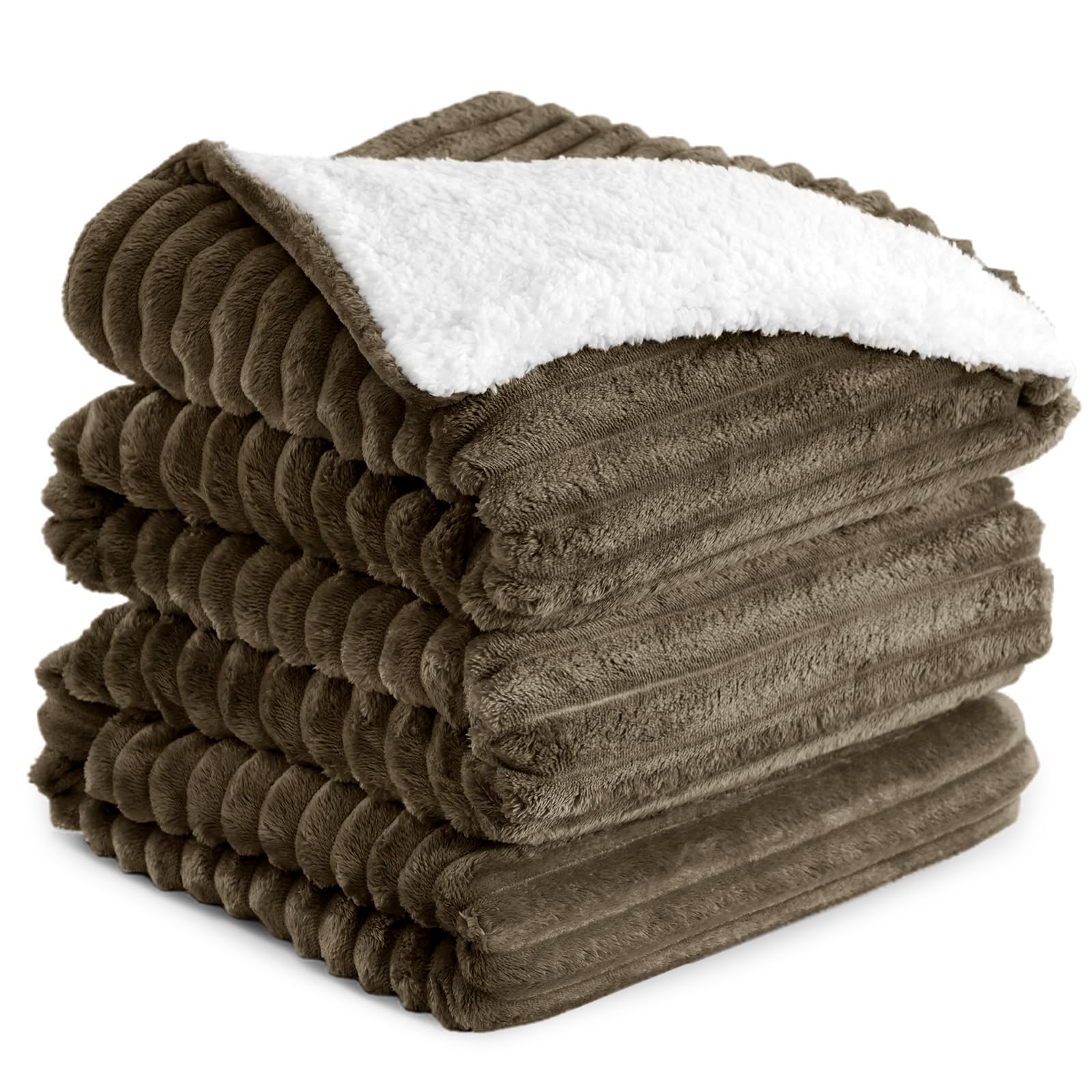 RUIKASI Sherpa Blanket Throw for Bed Fleece Blanket, 200x240 cm Brown