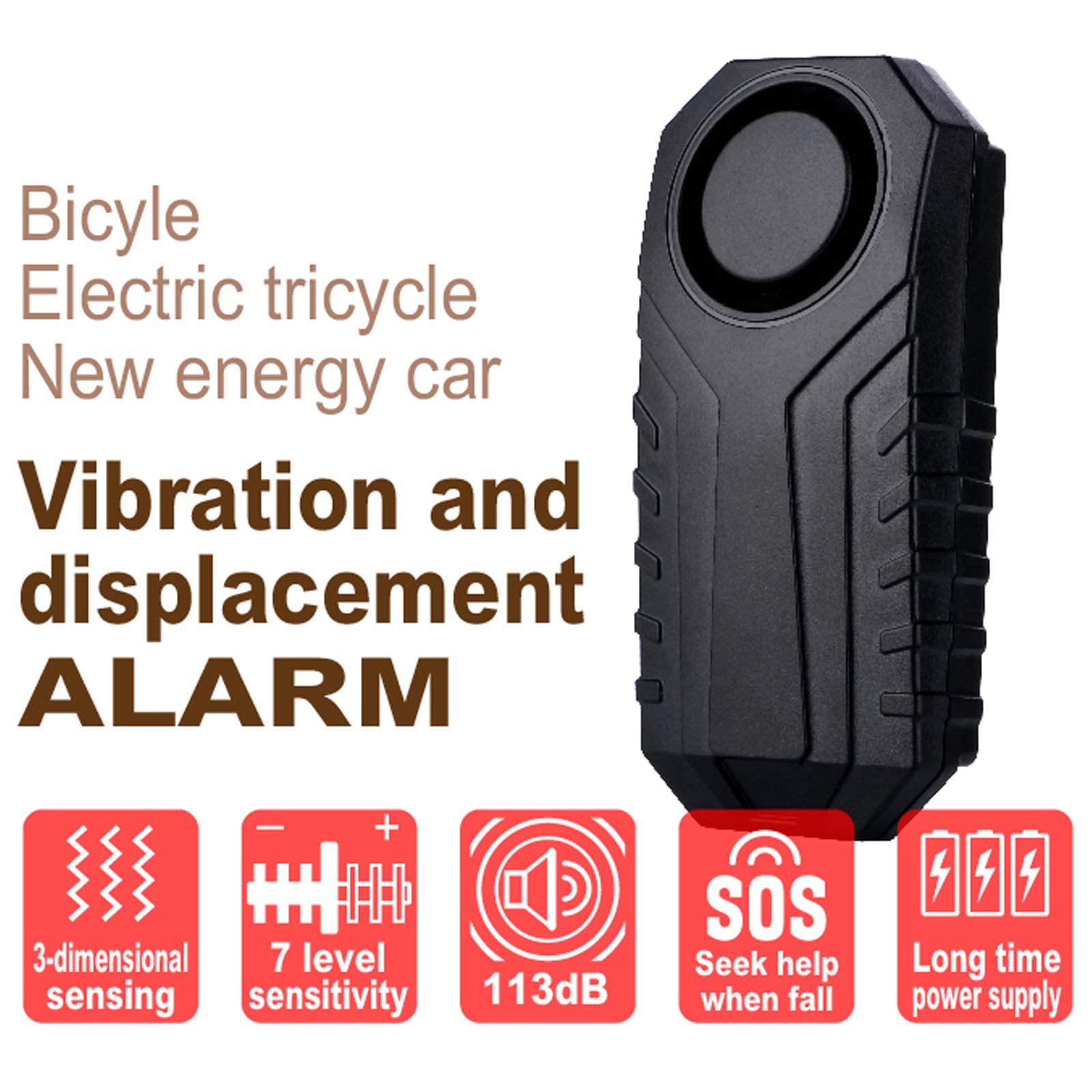 Nineleaf Drahtlose Fernbedienung Alarm für Fahrrad Elektrische Dreirad Tür Fenster Vibrationsalarm Intelligente Diebstahlsicherung Alarme Wasserdicht, Packung mit 4