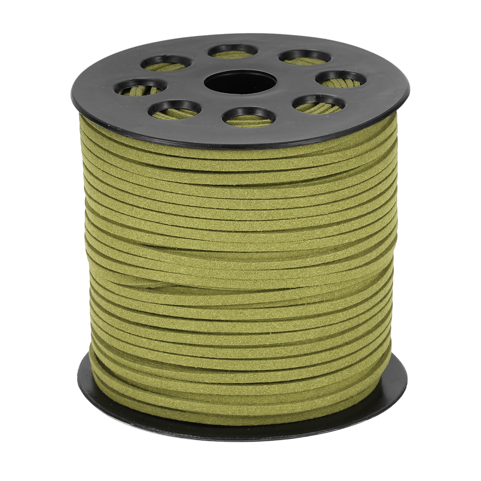 sourcing map 98 Yards x 0.1"(2.6mm) Faux Leather Cord, Flat Suede Cord Leather Strip Braiding String Lace for Jewelry Making Bracelet Necklace Beading Making DIY Crafts, Light Green