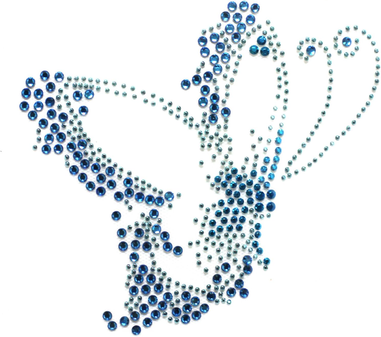 Rhinestone Iron on Transfer Hot Fix Blue Butterfly 3 Sheets 5.6*5.5 Inch