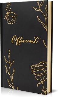 Wedding Officiant Book - Modern Minimalist Black Hardcover Gold Embossed Notebook Journal Gift for Pastor Ministers Sermon Wedding Ceremony, 32 Pages, 140gsm Thick Lined Paper, 5.25 x 8.25" (Design 4)
