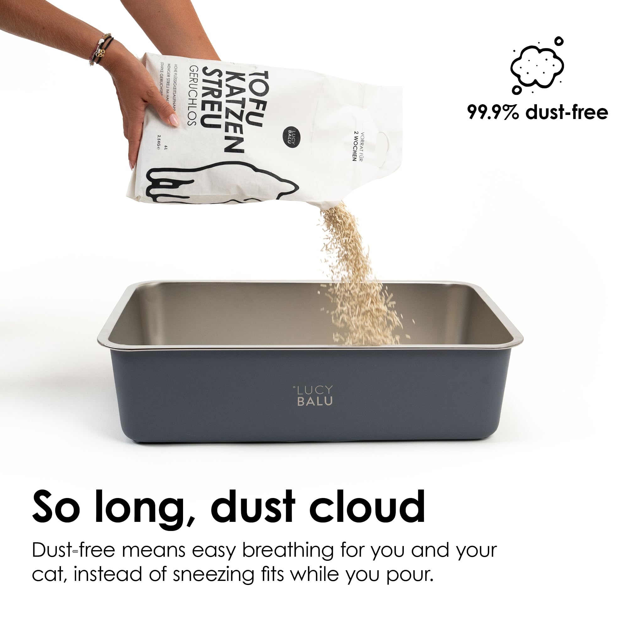 LucyBalu® Tofu - Arena para gatos, sin polvo, lavable – Lavanda