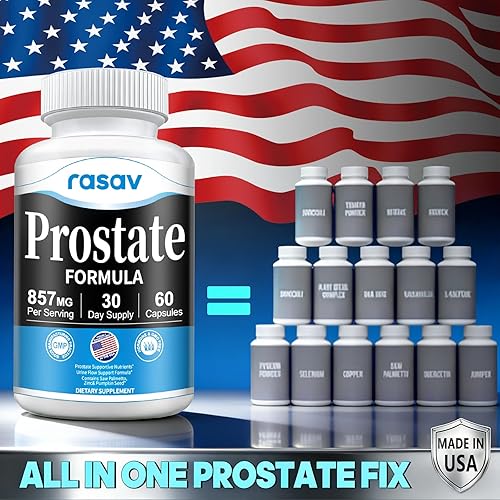 Miniatura 2 de Rasav Suplemento para la salud de la próstata para hombres con palma enana americana, pigeo, ortiga y semillas de calabaza, bloqueador de DHT, ayuda