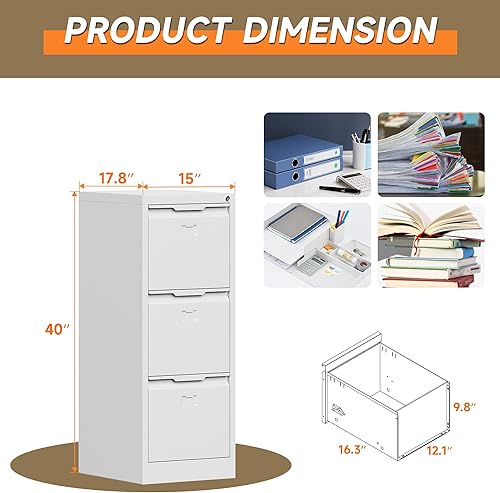 Miniatura 21 de Archivador de 2 cajones, archivadores verticales de metal con cerradura para oficina en casa, archivador de bloqueo para archivos A4/Legal/Carta