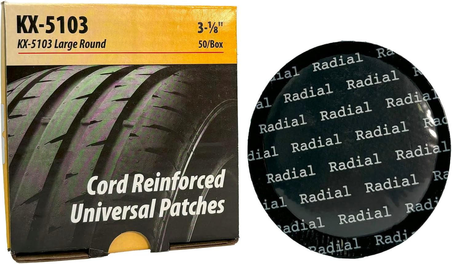 KEX KX-5103 Fabric Reinforced Universal 3-1/8 inch Round Patches for Radial and Bias Ply Tires, 50 Units