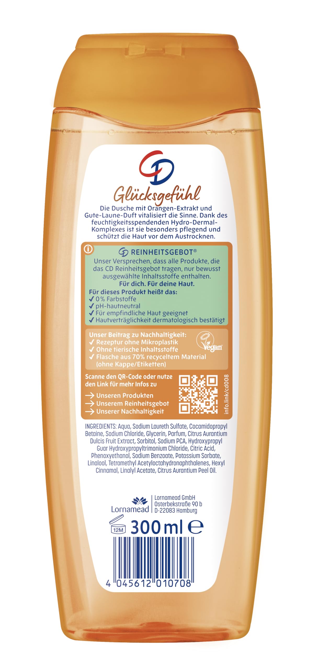 CD Dusche 'Glücksgefühl' | Belebendes Duschgel mit Gute-Laune-Duft | Mit Hydro-Dermal-Komplex | Für empfindliche Haut | ohne Mikroplastik & vegan | 300ml - 3