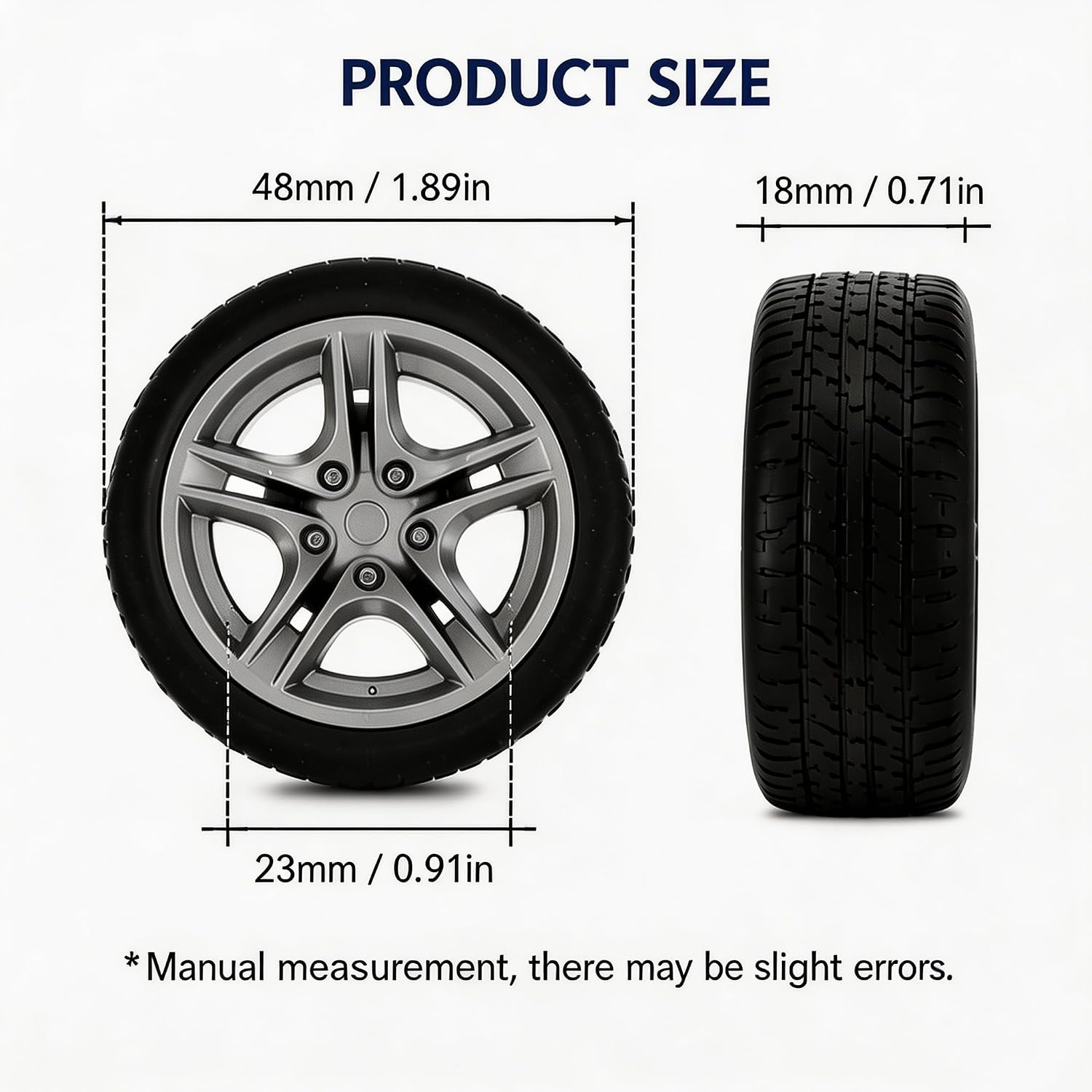 4Pcs Black Tires,48mm Simulation Rubber Wheel Tire Wheel Toy Model DIY RC Spare Parts Easy Installation Small in Size,Tire and Wheel Sets,Remote and App Controlled Vehicles and Parts,Wheels and Tires image 3