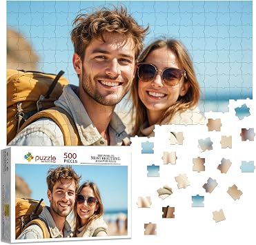 Custom Puzzles from Photos, 500 Pieces Personalized Jigsaw Puzzle with Your Picture or Text, Unique Gift for Christmas, Family, Wedding, Birthday 500-Horizontal