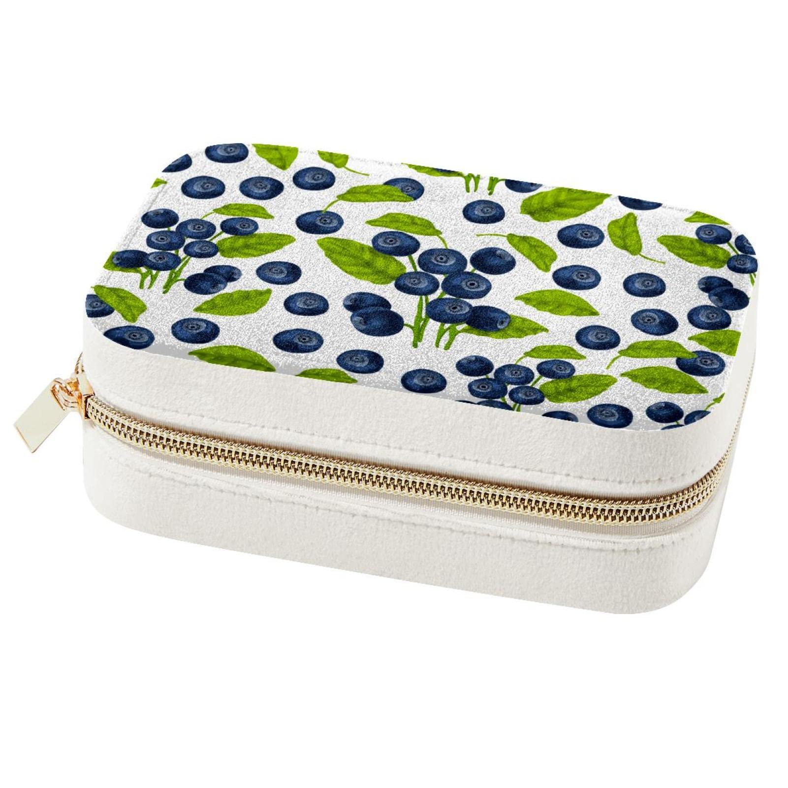 Boîte à bijoux portable Blueberry avec motif pour bagues et colliers