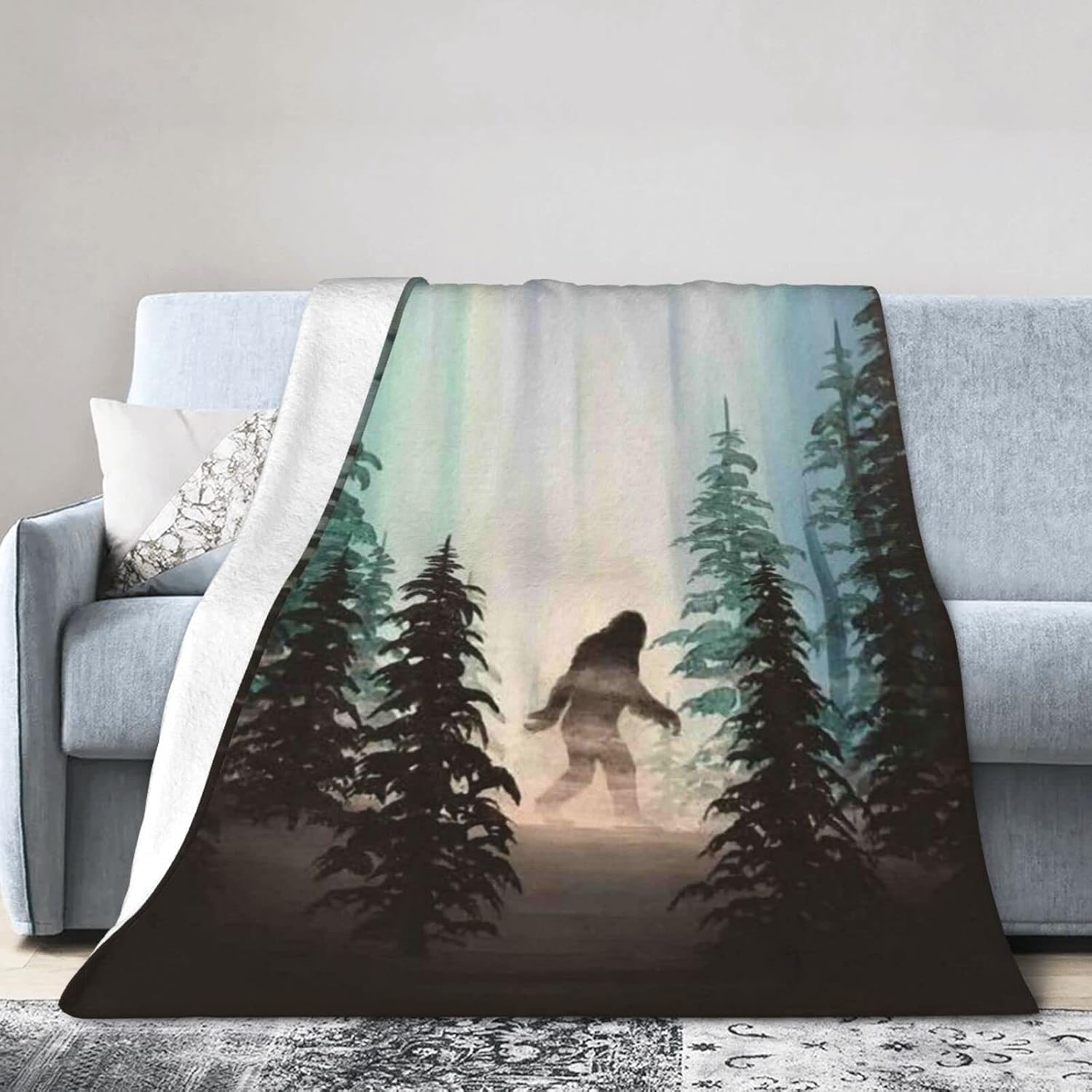 ybovejuk Hide and Seek Bigfoot Flannel Fleece Boho Throw Blanket Super Soft Cozy