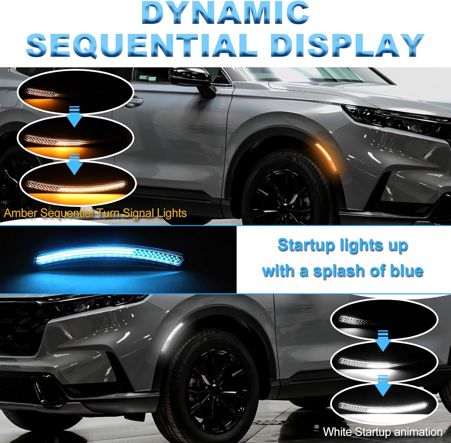 Front Wheel Reflectors Fender lights For 2023 2024 2025 Honda CRV CR-V Side Marker Led Lights,Function as Amber Sequential turn signal & white Drl w/flag Design,Exterior accessories