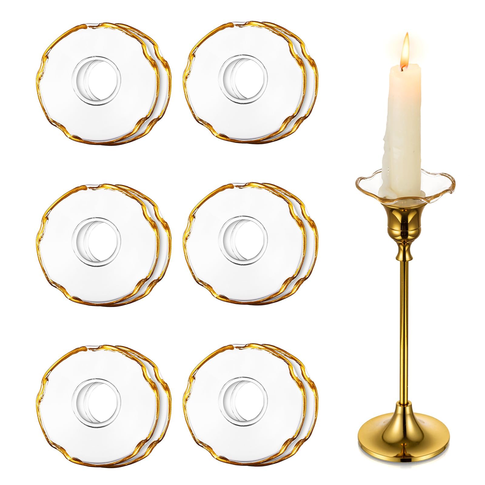 Bobeches en verre Hewory : 12 anneaux anti-goutte pour chandeliers