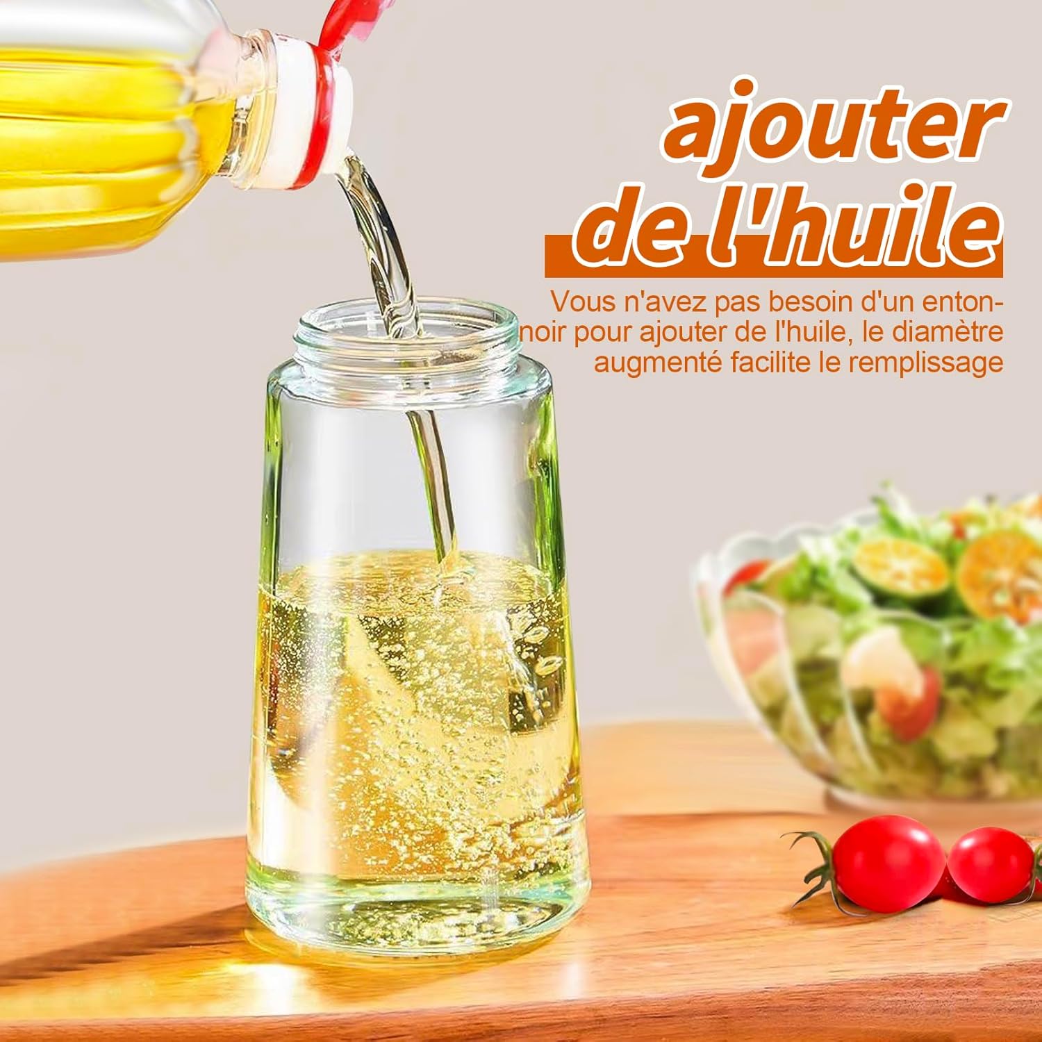 YARRAMATE Pulvérisateur d'Huile 2-en-1: Versez et Vaporisez Facilement (470ml, Blanc Crème) - Description