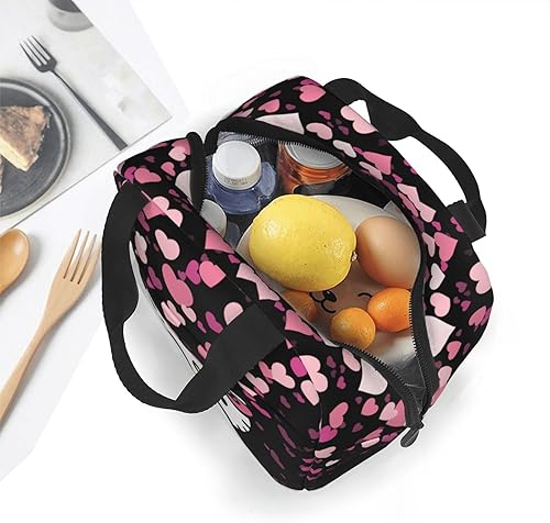 Miniatura 6 de Lonchera de dibujos animados para mujer, bonita lonchera de gato rosa, aislada, reutilizable, de gran capacidad, con bolsillos para oficina,