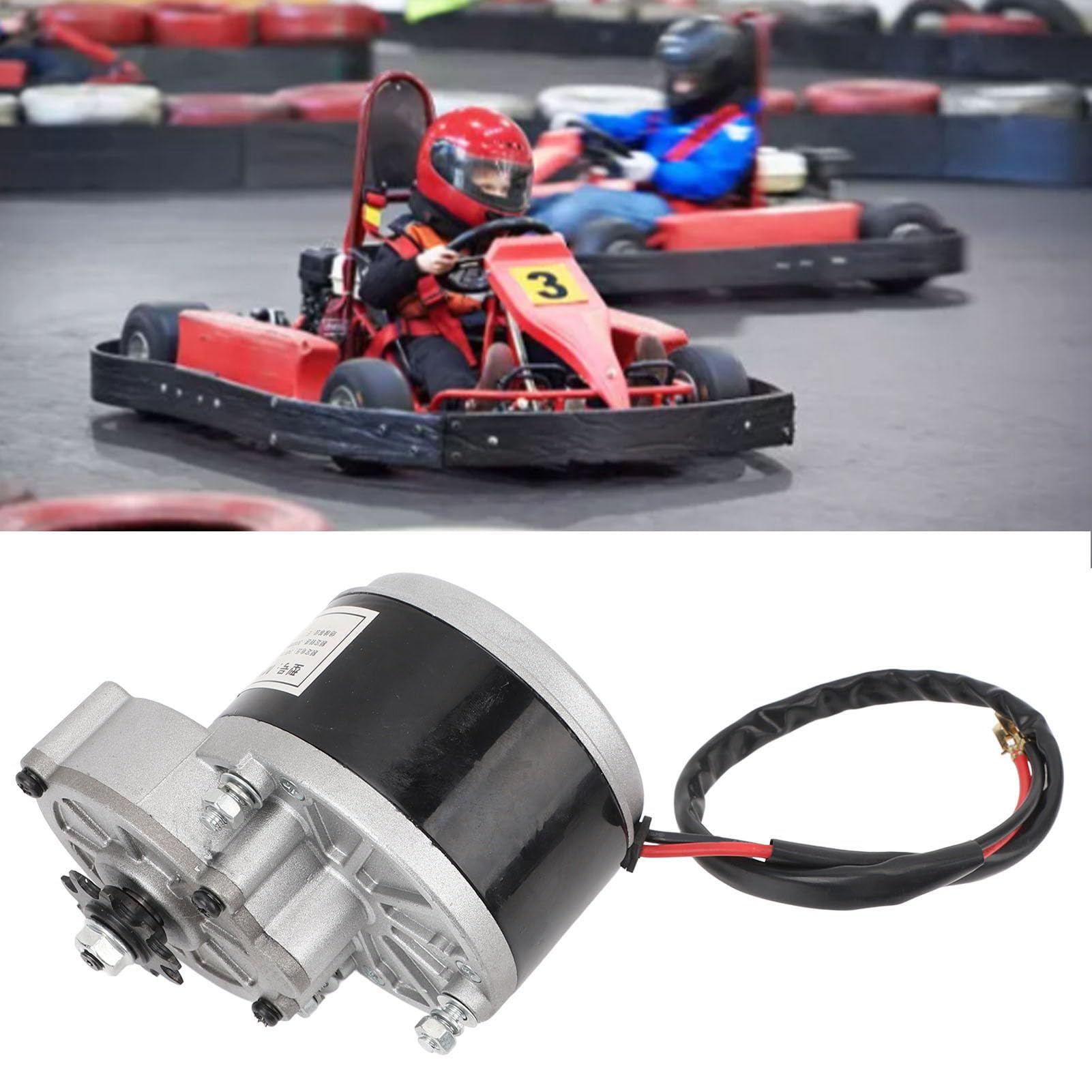 Changor Motore Elettrico con Riduttore a Ingranaggi 24V Potente DC Spazzolato 350W per Appassionati di Moto Alluminio Rame 1 unità
