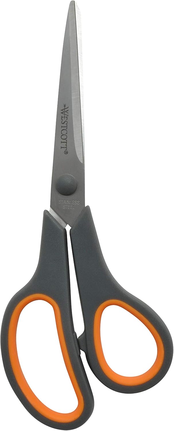 Straight Stainl Steel Soft Handle Scissors, Assorted Colors