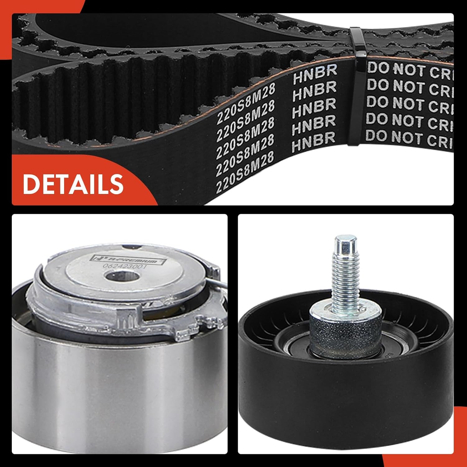 A-Premium Engine Timing Belt Kit Compatible with Jeep Cars - KJ Series Liberty 2005-2006 - 2.8L