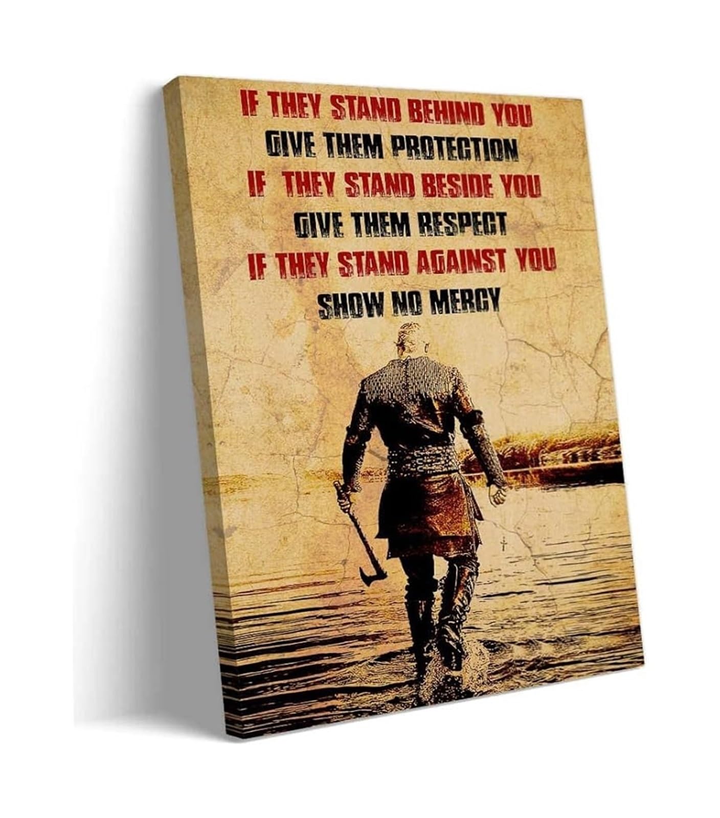 IDGTTLDF Viking Quote Poster Norse Wisdom and Strength Wall-Art Vintage Print for Home Office Decor Man Cave Gaming Room Inspiration Framed,12x18inch(30x45cm)