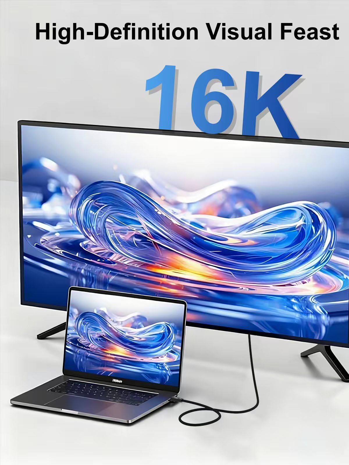 AIRSKY Cable USB 4 para cable Thunderbolt 5, cable de datos de 80 Gbps de 10 pies, carga de 240 W, ancho de banda de hasta 120 Gbps, pantallas de 16 K/Dual 8K, compatible con Thunderbolt 4/5, iPhone