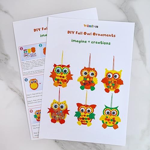Miniatura 3 de Winlyn Kit de manualidades de otoño de 24 piezas, manualidades de Acción de Gracias, adornos de búho de espuma, decoraciones de decoración de hojas