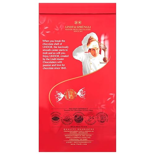Vista 148 de Lindt LINDOR - Trufas de chocolate amargo con leche de avena, trufas de chocolate sin lácteos con centro de trufa suave y derretida, 5.1 onzas