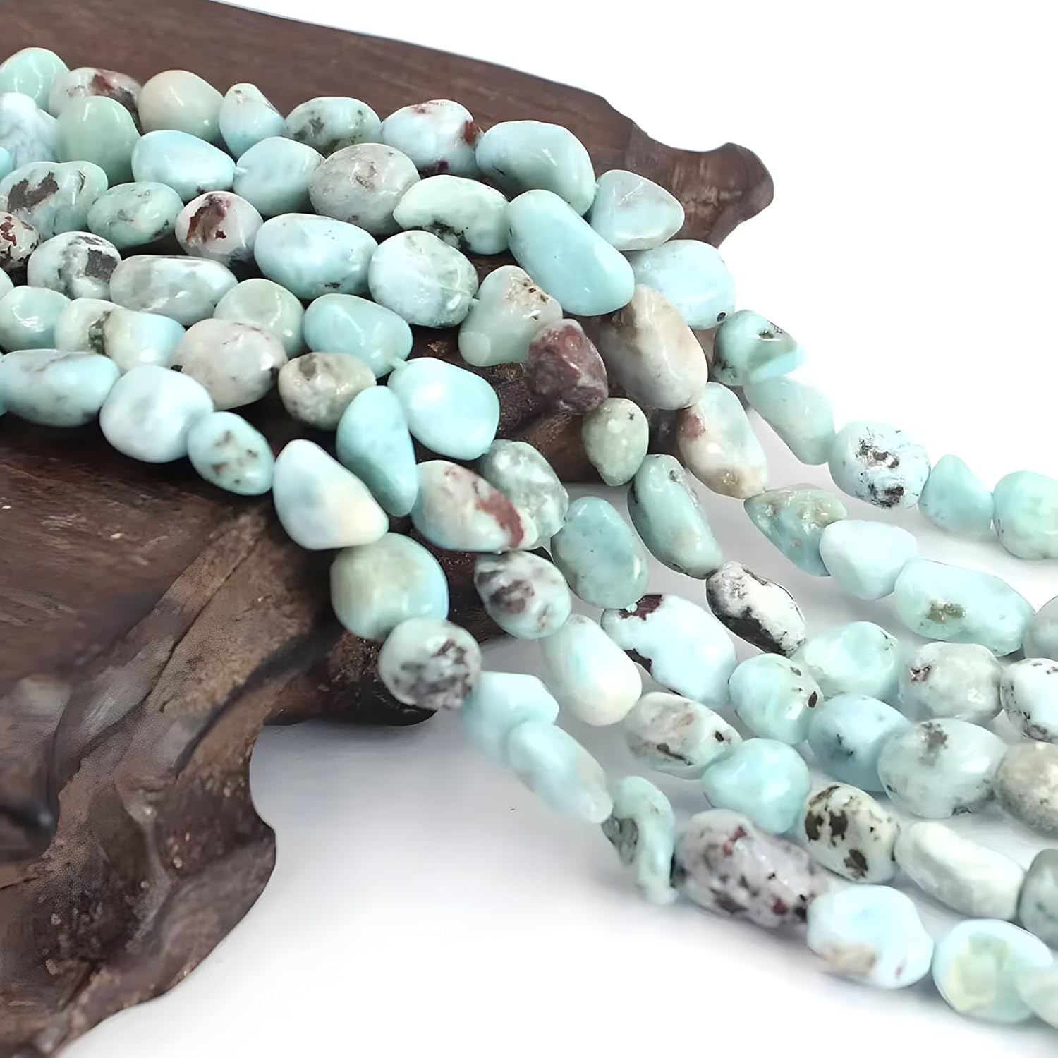 HAAMIIQII Natural Larimar Pebble Stone 5-8mm Small Irregular Freeform Tumbled Loose Gemstone Beads for Jewelry Making Strand 15 Inch (45-50pcs) - Image 2