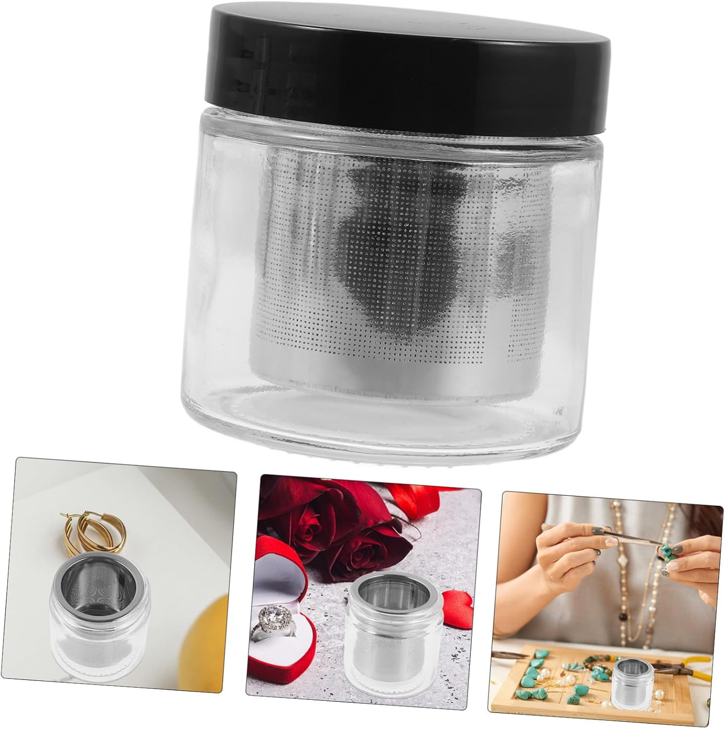 TEHAUX 3pcs Multi-use Jewelry Watch Cleaning Cup Hand Shaking Cleaner Jewelry Cleaner Earring for