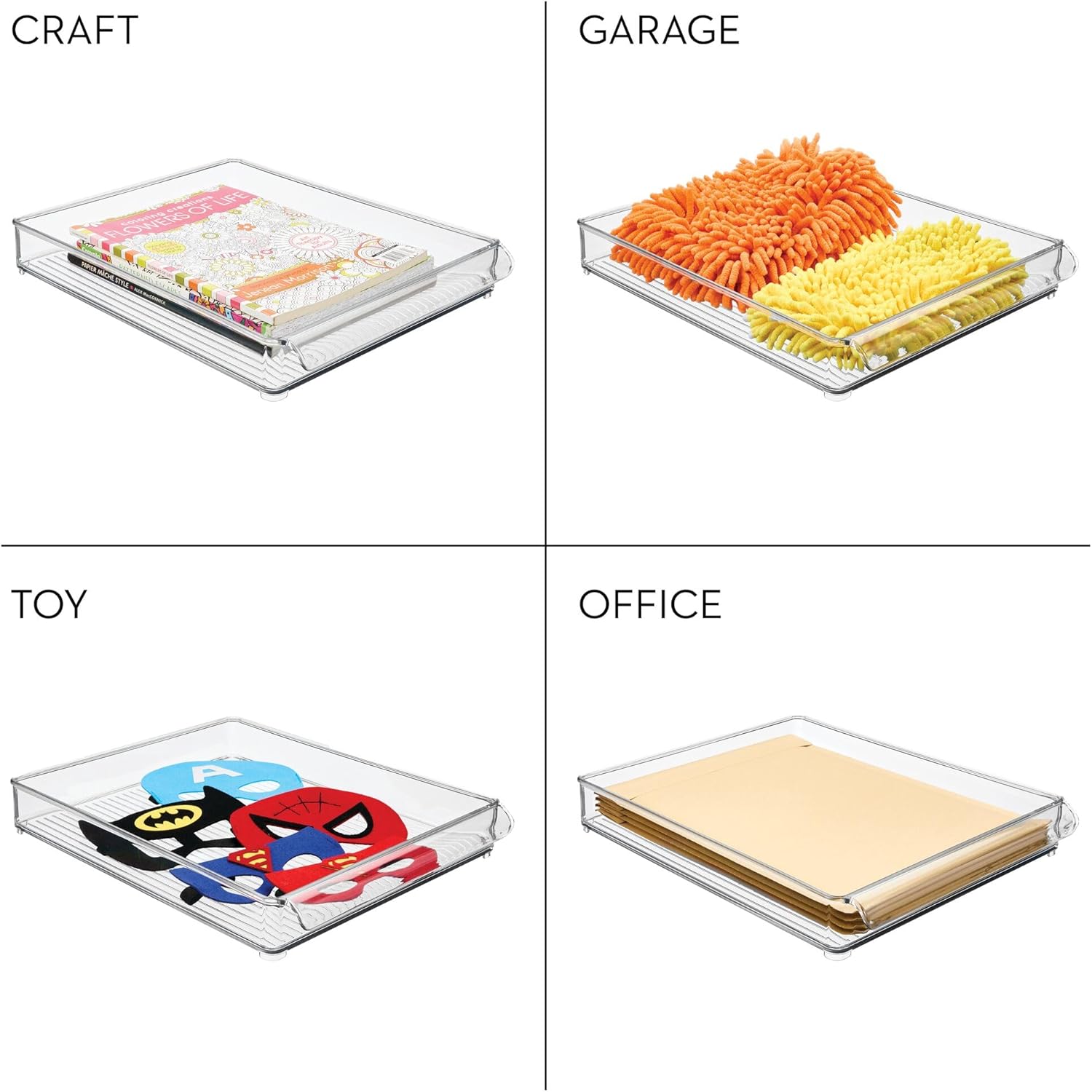 iDesign Plastic Refrigerator and Freezer Storage Organizer Tray with Handle for Kitchen, Pantry, Shelf, Counter, BPA-Free, 14.5" x 12" x 2", Clear Pack of 1 image 3 of 7 B003E1OAOO