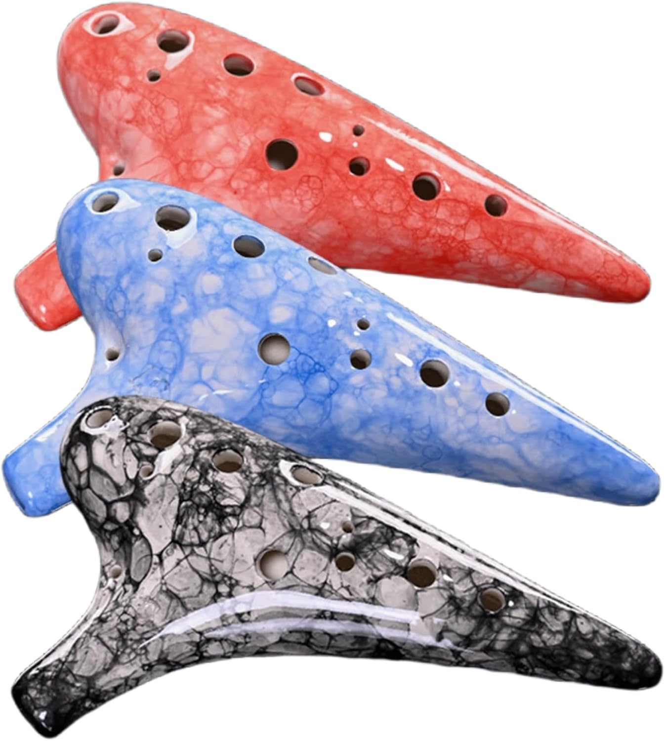 12 Hole Alto C Ceramic Ocarina for Beginners, Students, and Musicians, Easy to Play with Protective Bag, Perfect for Playing and Performance (Crimson Glaze)