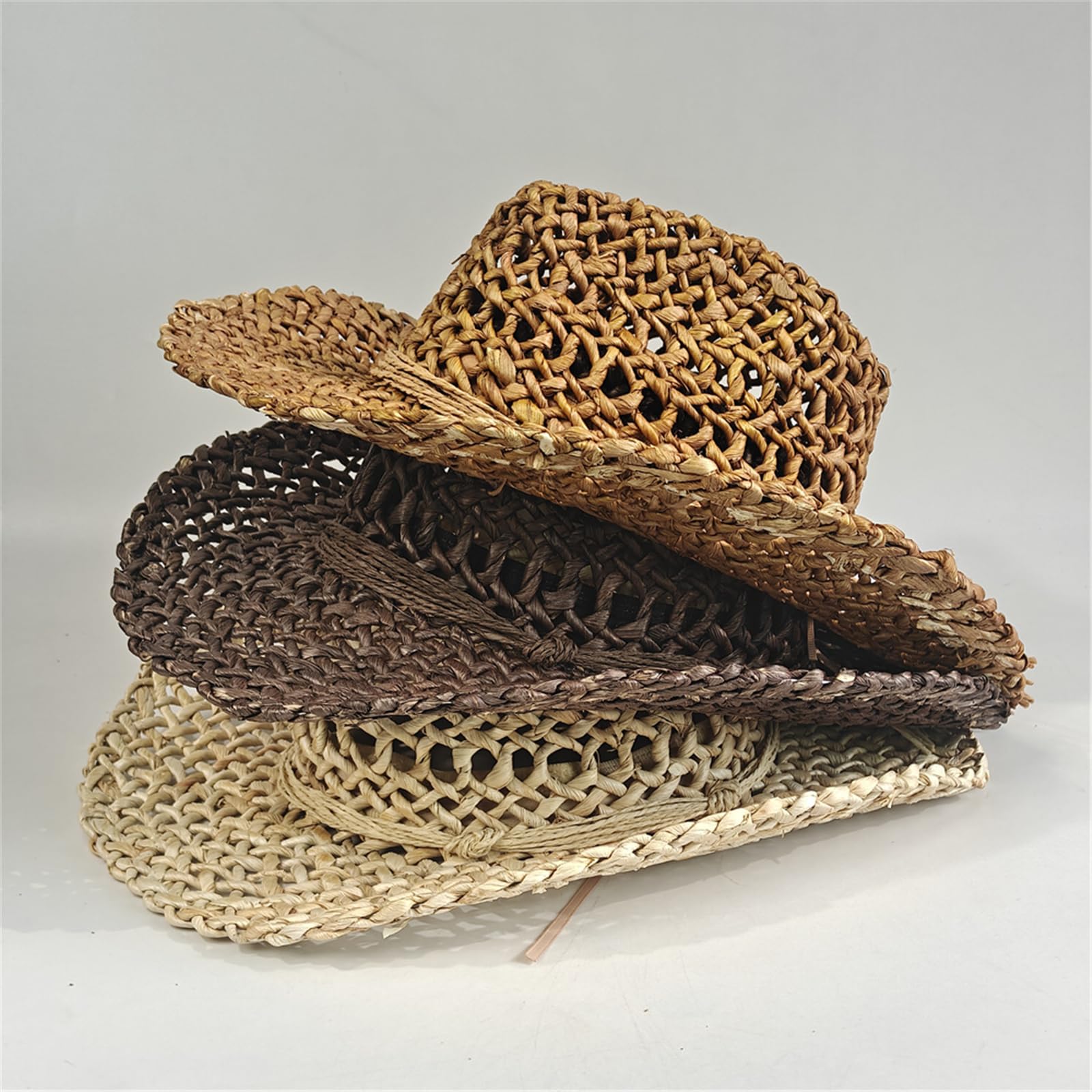 Cappello di paglia pieghevole leggero con design traforato regolabile per le donne spiaggia giardinaggio pieghevole leggero cappello di paglia con design traforato