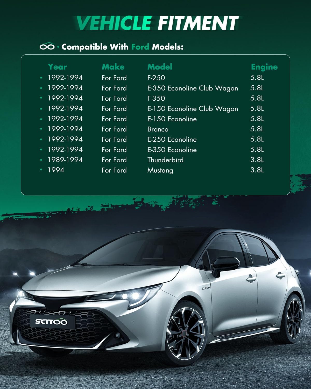 SCITOO Starter Motor fit for Ford for Bronco 1992-1994,for Ford for Country Squire 1990-1991,for Ford for E-150 Econoline 1992-1994 Replacement Starter SFD0001,3205,