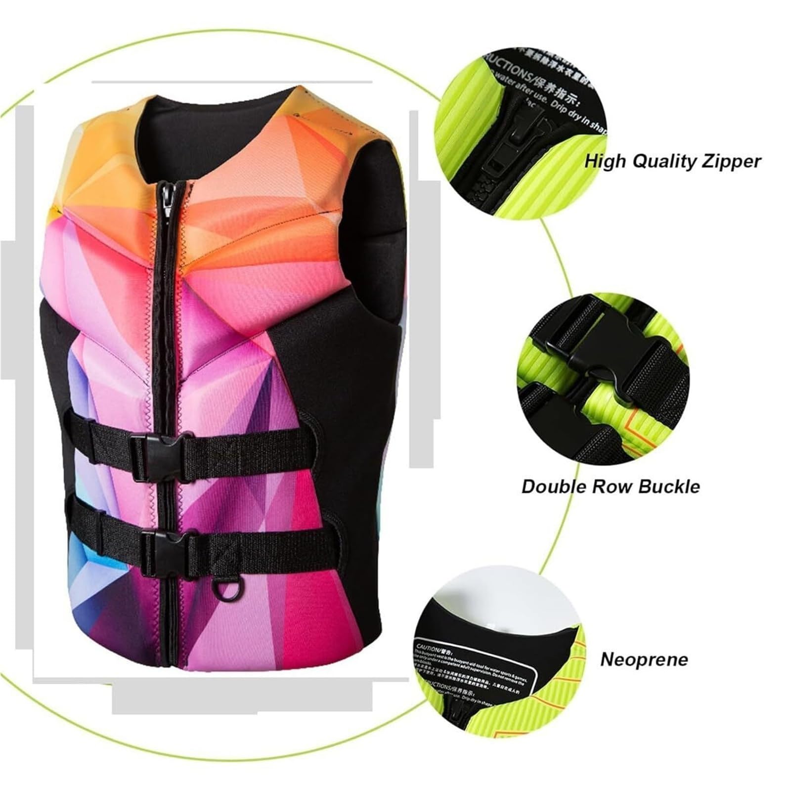 Giubbotto di Salvataggio in Neoprene Leggero for Adulti, Gilet Aiuto al Galleggiamento Regolabile for Paddle Boarding, Kayak, Nuoto, Canottaggio(B,XXL)